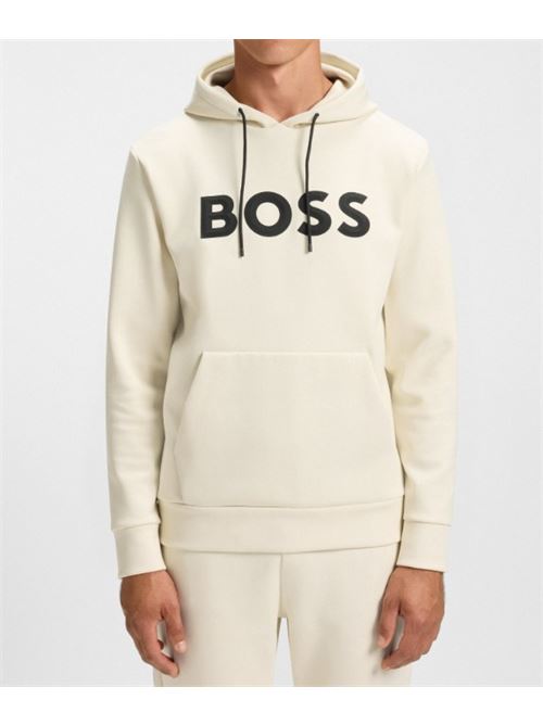 Felpa con cappuccio in misto cotone con logo sagomato BOSS | 50551457 SOODY ZONE.131